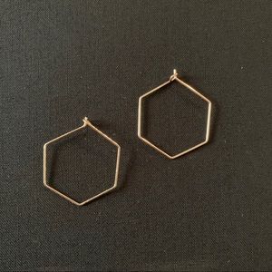 Gold hexagon earrings